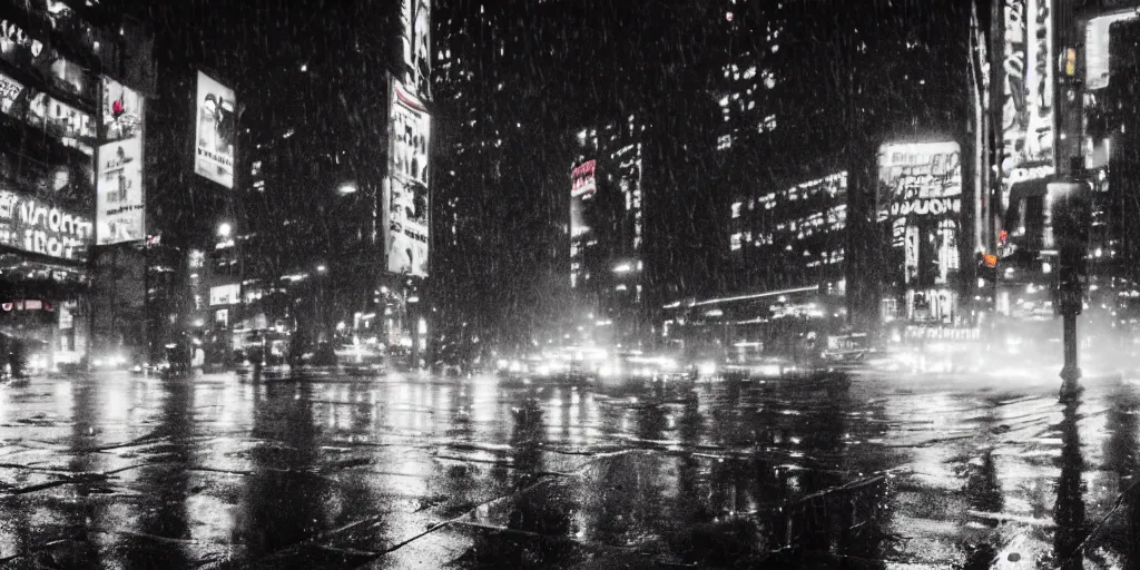 Prompt: cityscape new york blade runner helios 44-2 photography art fine art rain