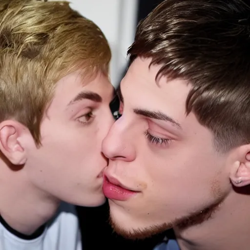 Prompt: dantdm kissing pete davidson