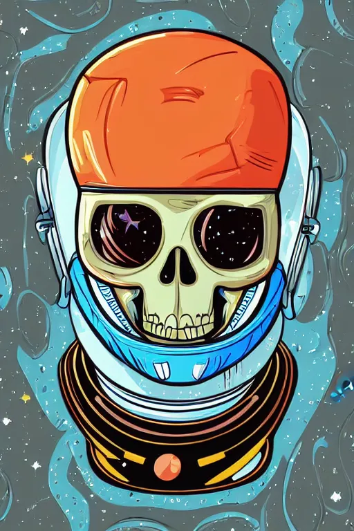 Image similar to portrait of a astronaut skeletor, art by steve simpson, sticker, colorful, illustration, highly detailed, simple, smooth and clean vector curves, no jagged lines, vector art, smooth