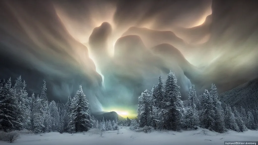 Prompt: amazing landscape photo of a nuclear winter by marc adamus, beautiful dramatic lighting