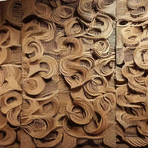 Image similar to tentacles made of brown corrugated cardboard, cut out of cardboard, realistic photography, fantasy