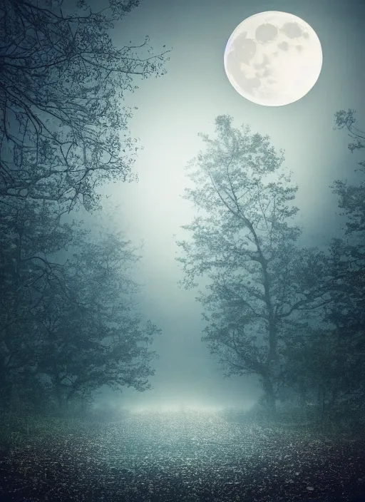 Prompt: thriller book cover of a forest with moon, realistic concept, unsplash photography, shutterstock, getty images, highly detailed photography, flickr