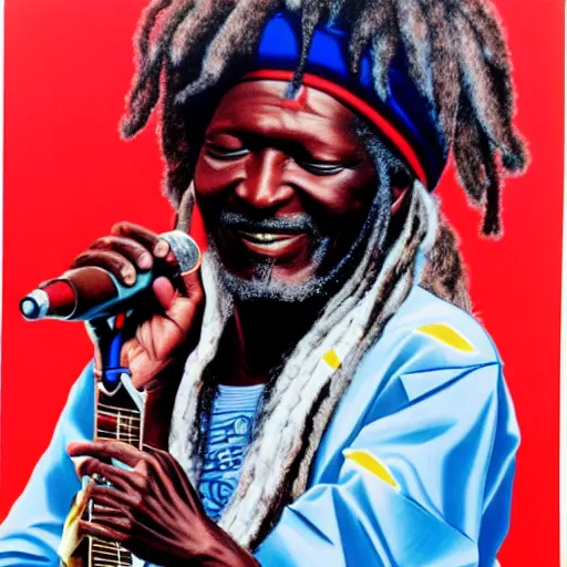 Prompt: portrait of alpha blondy by deodato, very detailed, 4 k