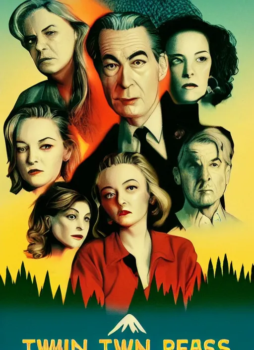 Image similar to twin peaks movie poster art by tom hallman