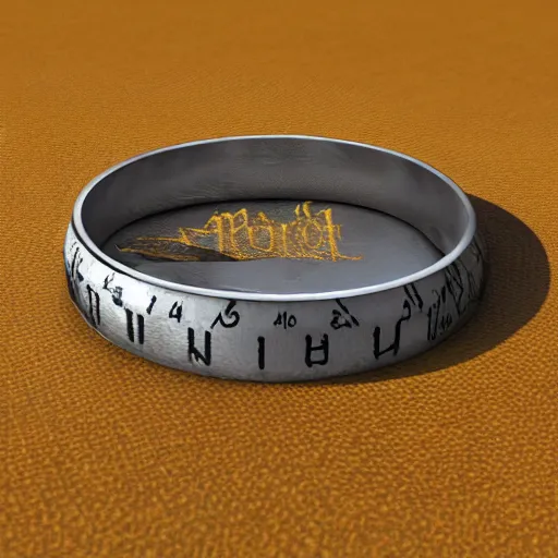 Image similar to the ring from lord if the rings with an imprinted ruler, cm scale imprinted on the inside of the ring, highly detailed, 8 k, trending on artstation, mystic, rpg artwork