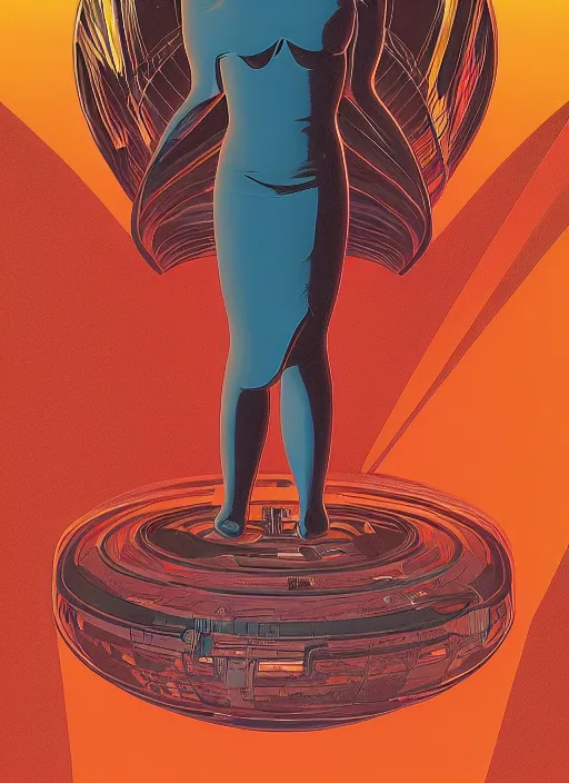 Prompt: a retro science fiction poster by moebius, flat, sharp, 8 k