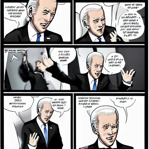 Prompt: manga panel of Joe Biden falling down the steps in the style of Spy X Family