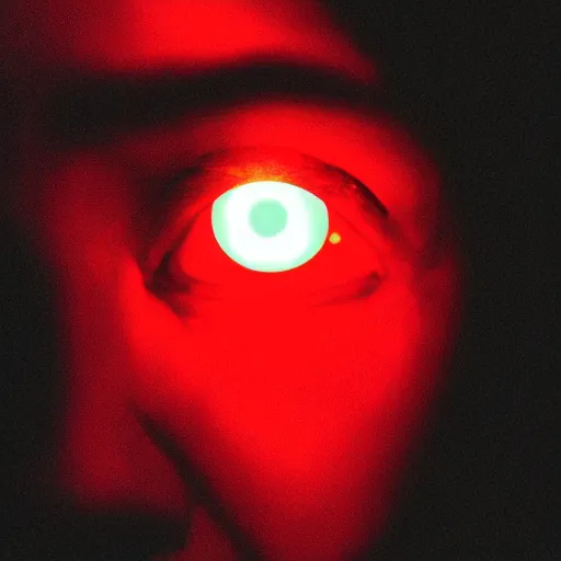 Image similar to a man with red glowing eyes