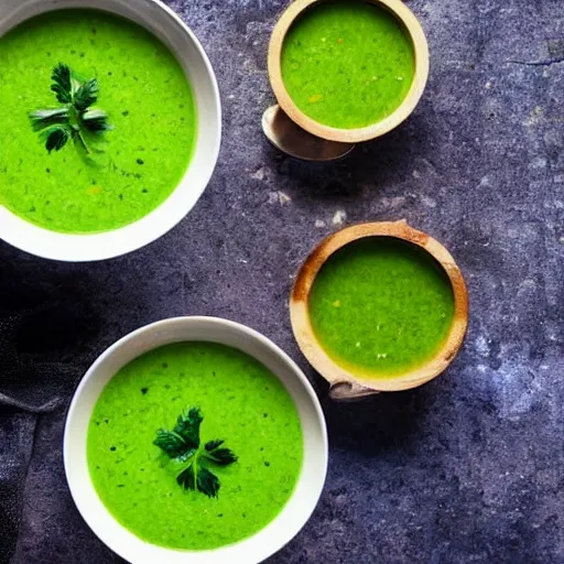 Prompt: a photo of green soup