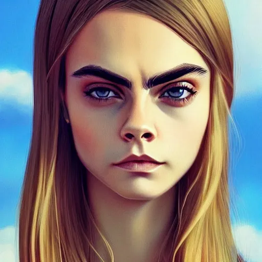 Prompt: highly detailed portrait of cara delevingne by ilya kuvshinov