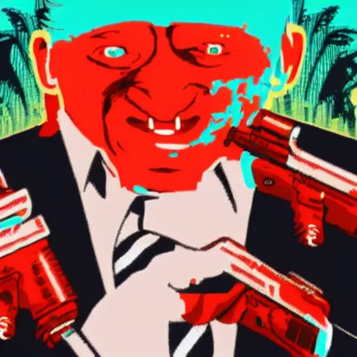 Image similar to joe biden in hotline miami