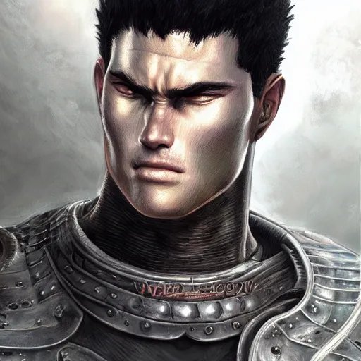 Image similar to portrait of guts from berserk,, extremely detailed, made by wlop and maxwell boas