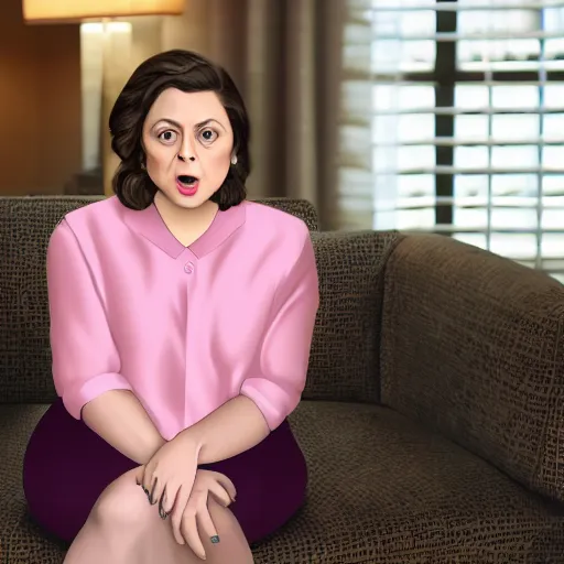 Image similar to rachel bloom as a lady boss crying into a ruth bader ginsberg pillow in her office, ultra detailed, 8 k resolution, ultrarealistic