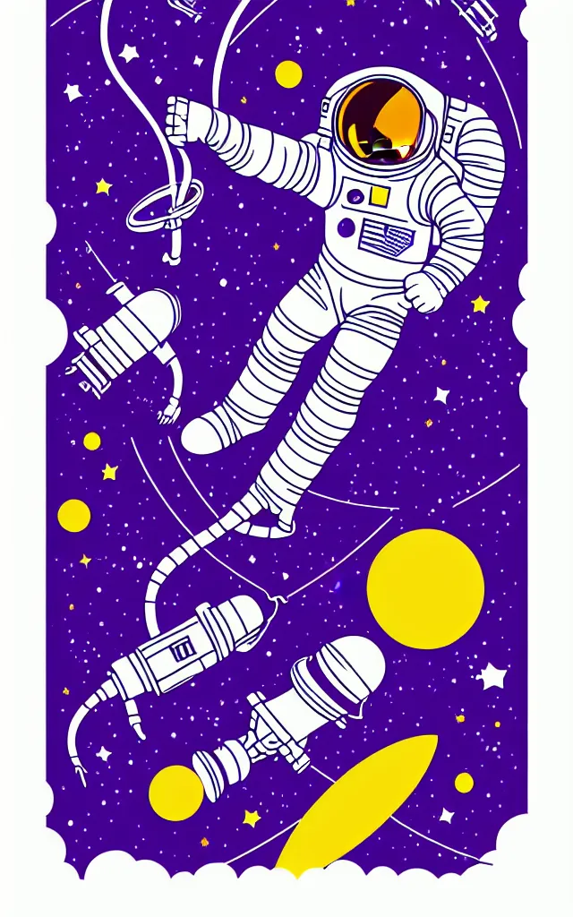 Image similar to adobe illustrator vector graphics digital art of an astronaut printing in space, psychedlic monochromatic duoblend