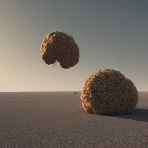 Image similar to a spaceship shaped like a tumbleweed, 3d render, photorealism, 8k, award winning , movie scene