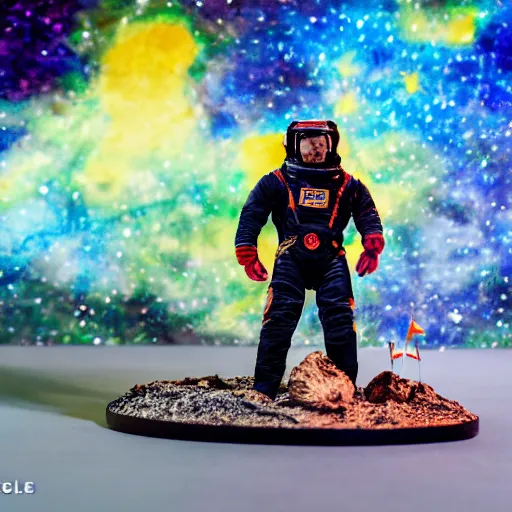 Prompt: a space captain steering an asteroid, space backdrop, everything made of papier - mache canon 5 d 5 0 mm lens, diorama, artificial intelligence