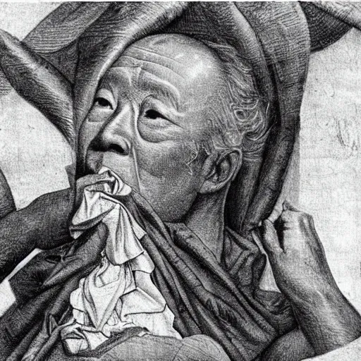 Image similar to Lee Kuan Yew emerging from a cocoon, renaissance style