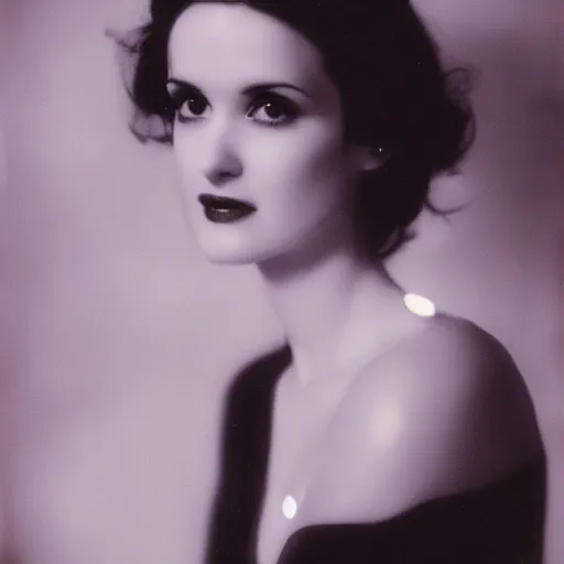 Prompt: portrait of winona ryder intricate, elegant, glowing lights, highly detailed photo by william mortensen