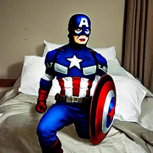 Image similar to Captain America in a hospice