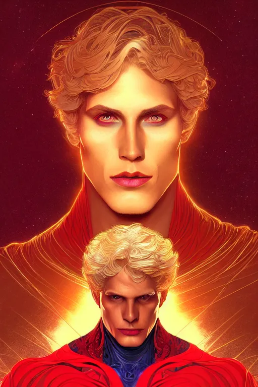 Prompt: a portrait of adam warlock, fantasy, sharp focus, intricate, elegant, digital painting, artstation, matte, highly detailed, concept art, illustration, ambient lighting, art by ilya kuvshinov, artgerm, alphonse mucha, and greg rutkowski