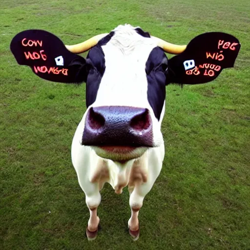 Image similar to cow with Trollface