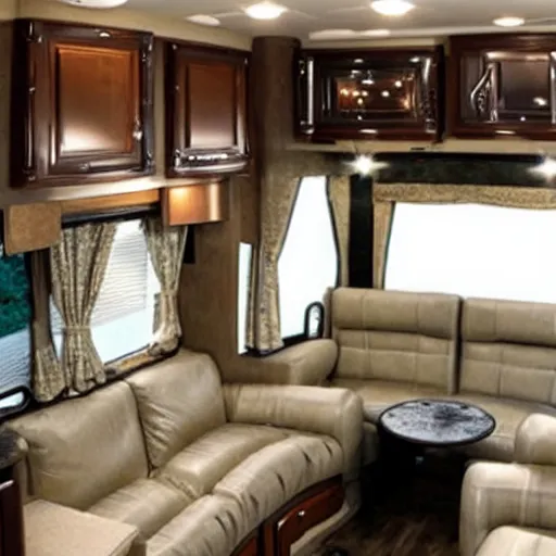 Prompt: a view of the interior of an expensive rv