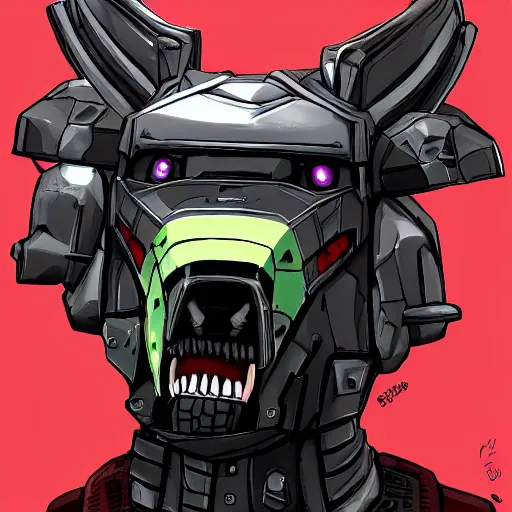 Image similar to ss 1 3 borg hound, medical mecha canine, taller than man, sharp armor, detailed maw, mawshot, visor eyes, cinematic, detailed, furry art, digital art, furaffinity, deviantart