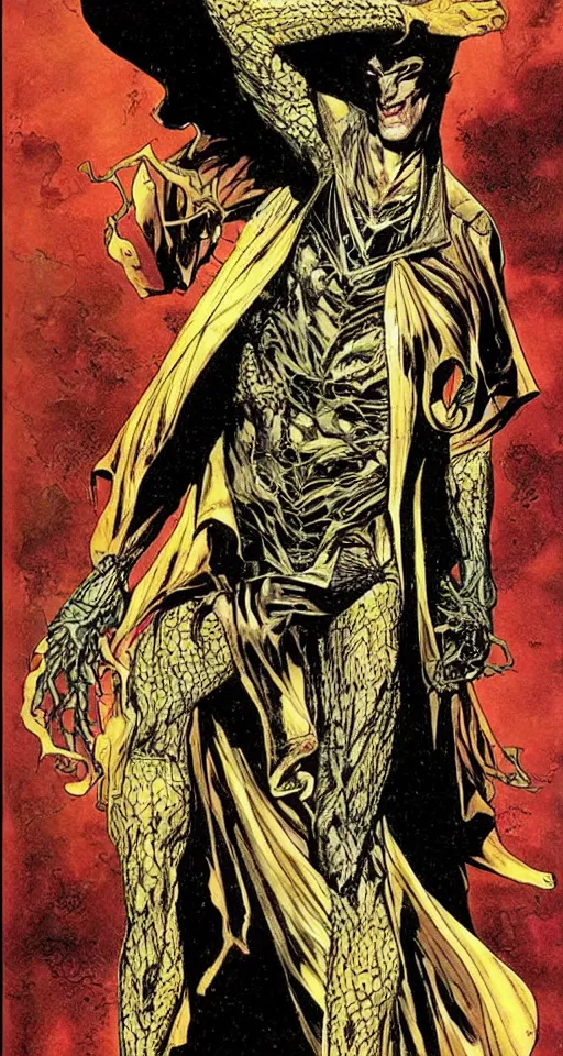 Prompt: dc comics the sandman character morpheus designed by hr giger moebius