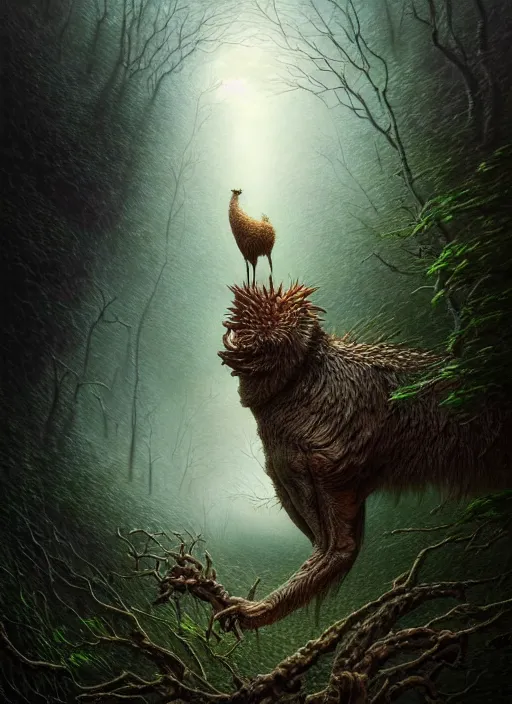 Image similar to a hyper-detailed 3d render like a Oil painting of Nature witnessing itself through all creatures, surrealism!!!!! surreal concept art, lifelike, photorealistic, digital painting, aesthetic, smooth, sharp focus, Artstation HD, by Greg Rutkowski, Chris Tulloch McCabe, Valentina Remenar and Asher Duran,