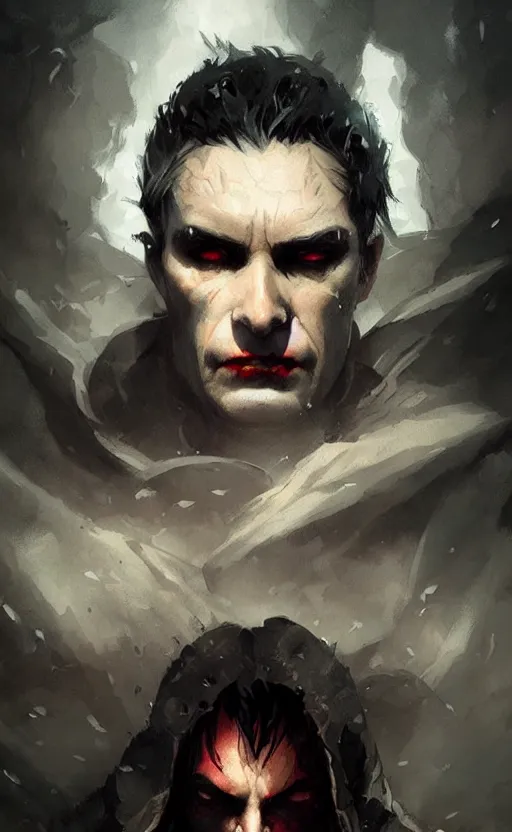 Image similar to « beautiful comic style portrait of vampire king by greg rutkowski, very detailed »