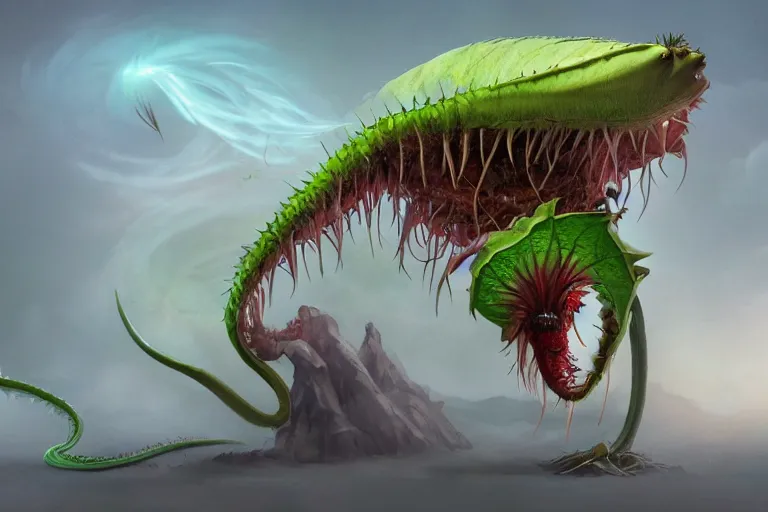 Image similar to a dnd monstrous venus fly trap, made by stanley artgerm lau, wlop, rossdraws, artstation, cgsociety, concept art, cgsociety, octane render, trending on artstation, artstationhd, artstationhq, unreal engine, 4 k, 8 k,