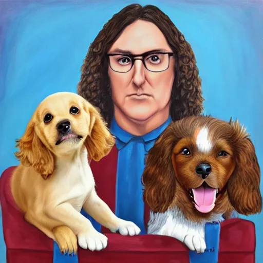 Image similar to weird al is an infinite puppy, painting