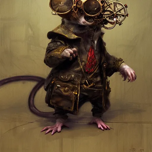 Image similar to a rat with steampunk googles, by Ruan jia