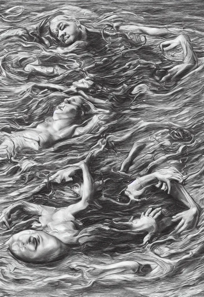 Image similar to highly detailed surrealist art about drowning slowly