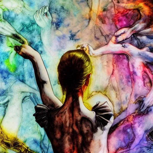 Image similar to the energy of dreams, 8 k resolution, beautiful, dark ambient, neoplasticism art, marvel comics dslr hdr, art by sandra pelser, artemisia gentileschi, water color