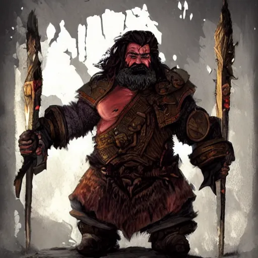 Image similar to a fantasy comic book style portrait painting of a dwarf berserker in a atmospheric dark fortress, unreal 5, daz, hyperreal