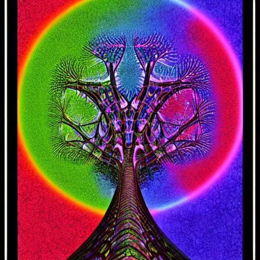 Prompt: L-tree fractal poster