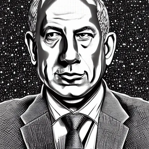 Image similar to a portrait of benjamin netanyahu by dan hillier