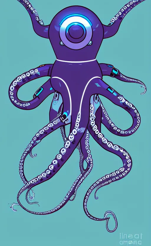 Image similar to cyborg robot electric octopus, digital art, vector art