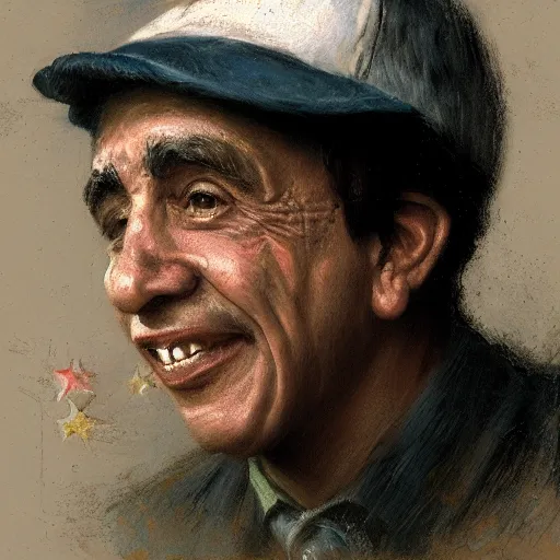 Image similar to portrait of el chavo as united states president, artwork by gaston bussiere, craig mullins, trending on artstation, roberto gomez bolanos