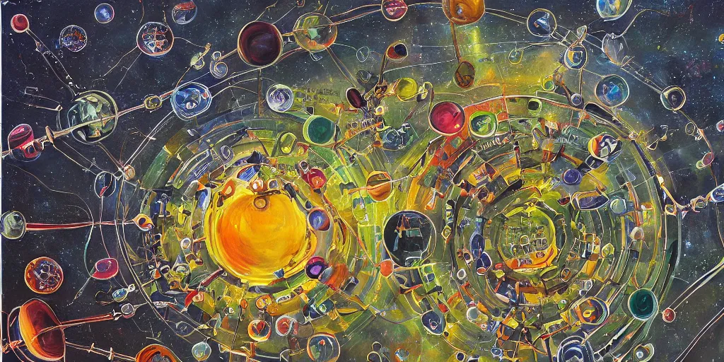 Prompt: detailed painting of a molecule's life perspective