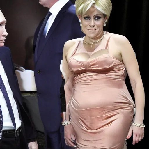 Prompt: Putin dressed in drag being flirty