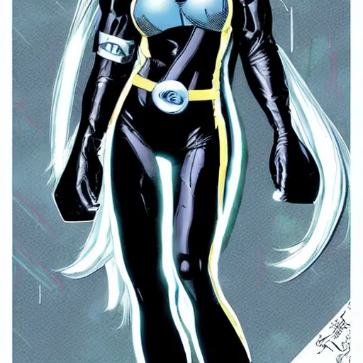 Image similar to aaliyah dana haughton as storm from the x - men, vector image, comic books style, very detailed, by jim lee, by jae lee, by todd mcfarlane, by rob liefeld