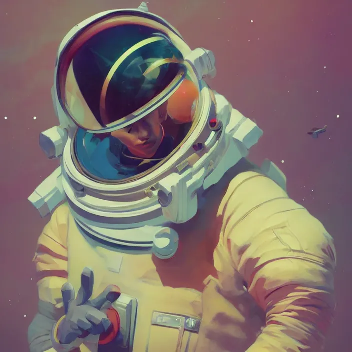 Image similar to a beautiful painting of a astronaut by sergey kolesov and sachin teng and pascal blanche. in style of digital art. colorful comic, symmetry, hyper detailed. octane render. trending on artstation