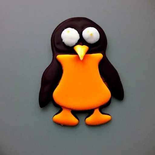 Prompt: cookie in the shape of linux penguin