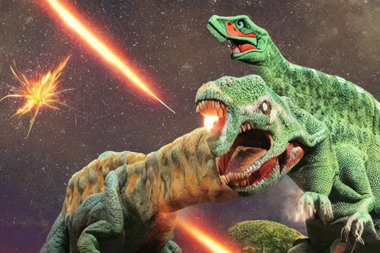 Prompt: tiktok as meteor destroying dinosaurus