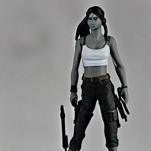 Image similar to 35mm film still of Lara Croft, figure portrait