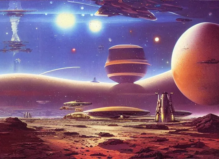 Image similar to a spaceport in a stunning landscape by bruce pennington