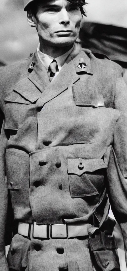 Image similar to cillian murphy in a world war ii uniform, black and white film photography