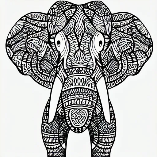 Prompt: Playful Patterns Coloring Book elephant cute